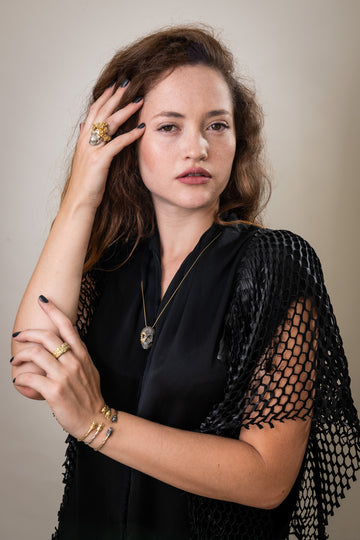 SKULL IN FLOWERS AND BEE